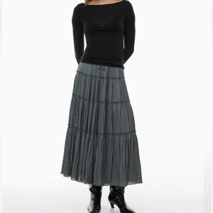 Wilfred Ardesia Tiered Smoked Gray Maxi-skirt 2XS